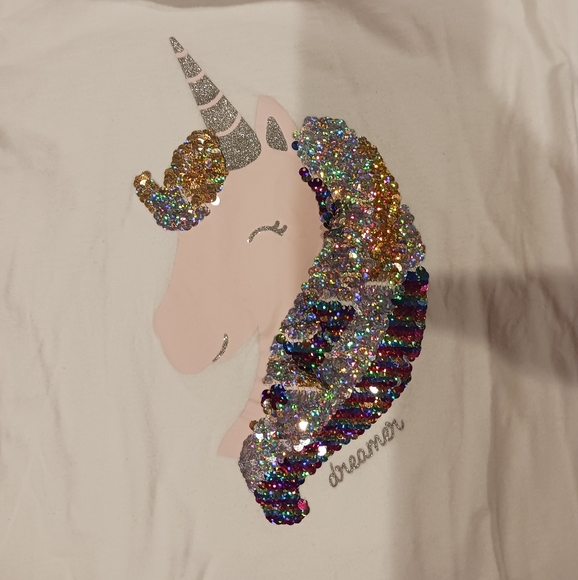 Girls Size 10-12 Long-Sleeve Sparkly Unicorn Top - Picture 2 of 4